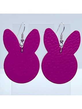 Mini Faux Leather Teardrop Earrings Bunny Fashion Jewelry